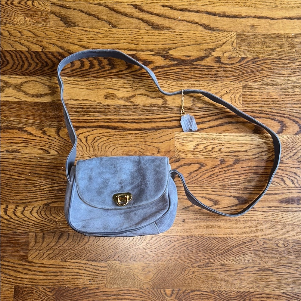 Bechamel Light Gray Suede Crossbody Bag